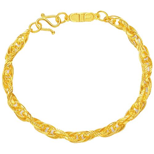 周大福珠宝首饰细镂时光足金黄金手链(工费:278计价)f163357